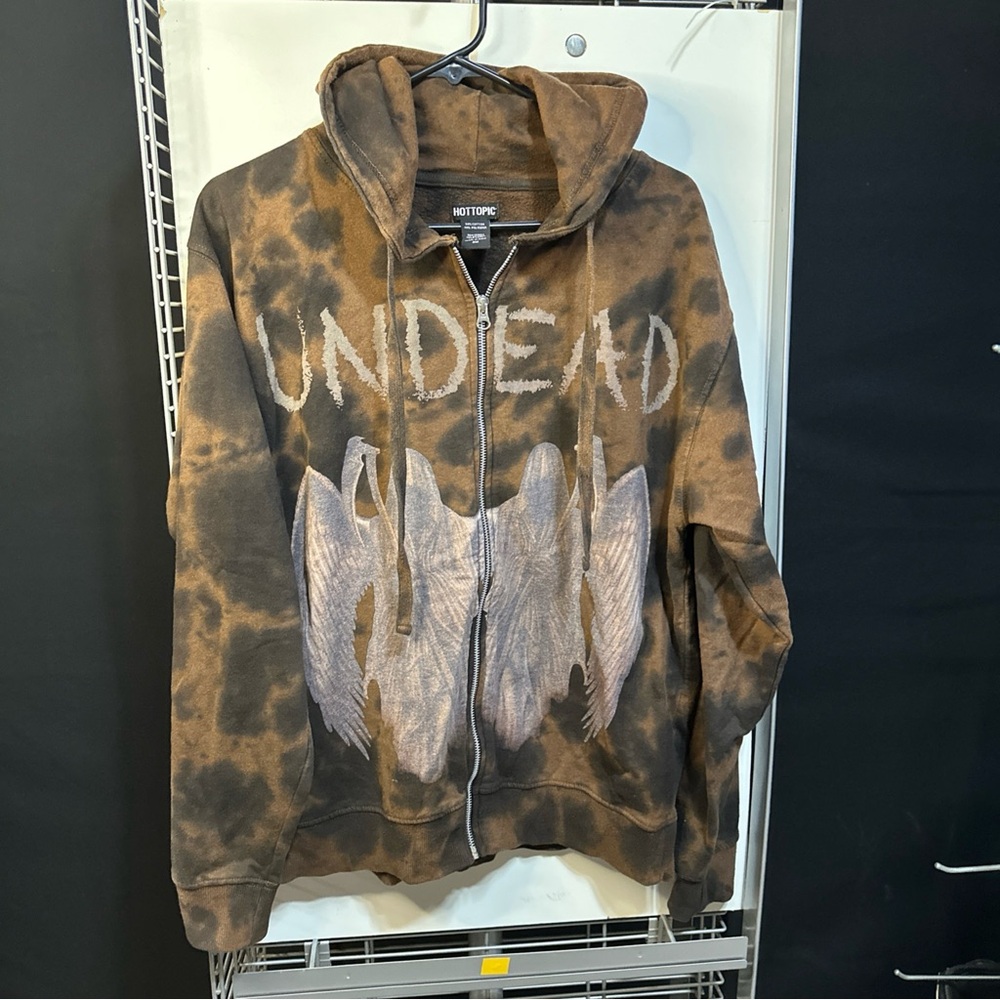 Hot Topic Brown and Black Zip-Up Hoodie